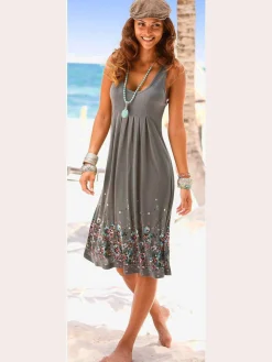 Robe de plage robe d'été imprimée sans manches