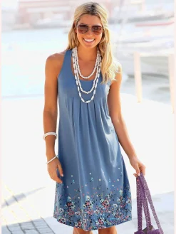 Robe de plage robe d'été imprimée sans manches