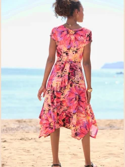 Robe d'été encolure en v effet cache-cœur