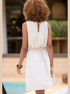 Robe d'été matière avec fils brillants couleur or