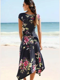 Robe d'été robe de plage avec encolure en v