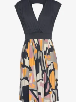 Robe d'été robe en jersey dos nu avec jupe à motifs