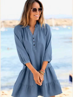 Robe en jean avec manches 3/4