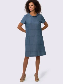 Robe en jean col à revers élégant
