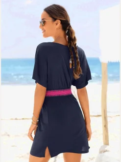 Robe en jersey col v effet cache-cœur
