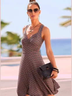 Robe en jersey col v effet cache-cœur