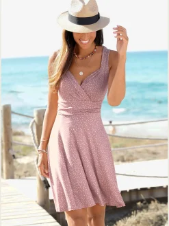 Robe en jersey col v effet cache-cœur