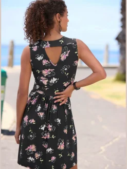 Robe en jersey col v effet cache-cœur