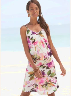 Robe en jersey col v légèrement froncé