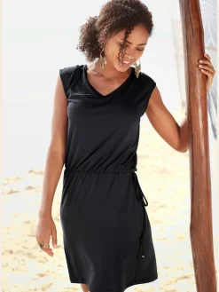 Robe en jersey encolure en v dégagée devant et au dos