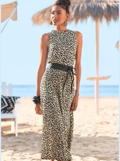 Robe en jersey encolure haute volantée