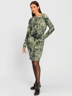 Robe en jersey joli motif feuilles