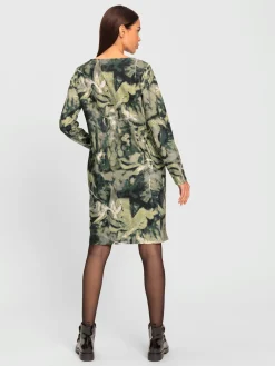 Robe en jersey joli motif feuilles