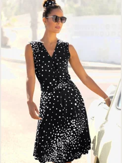 Robe en jersey élégante robe portefeuille à pois