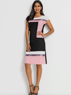 Robe en jersey orné de paillettes brillantes