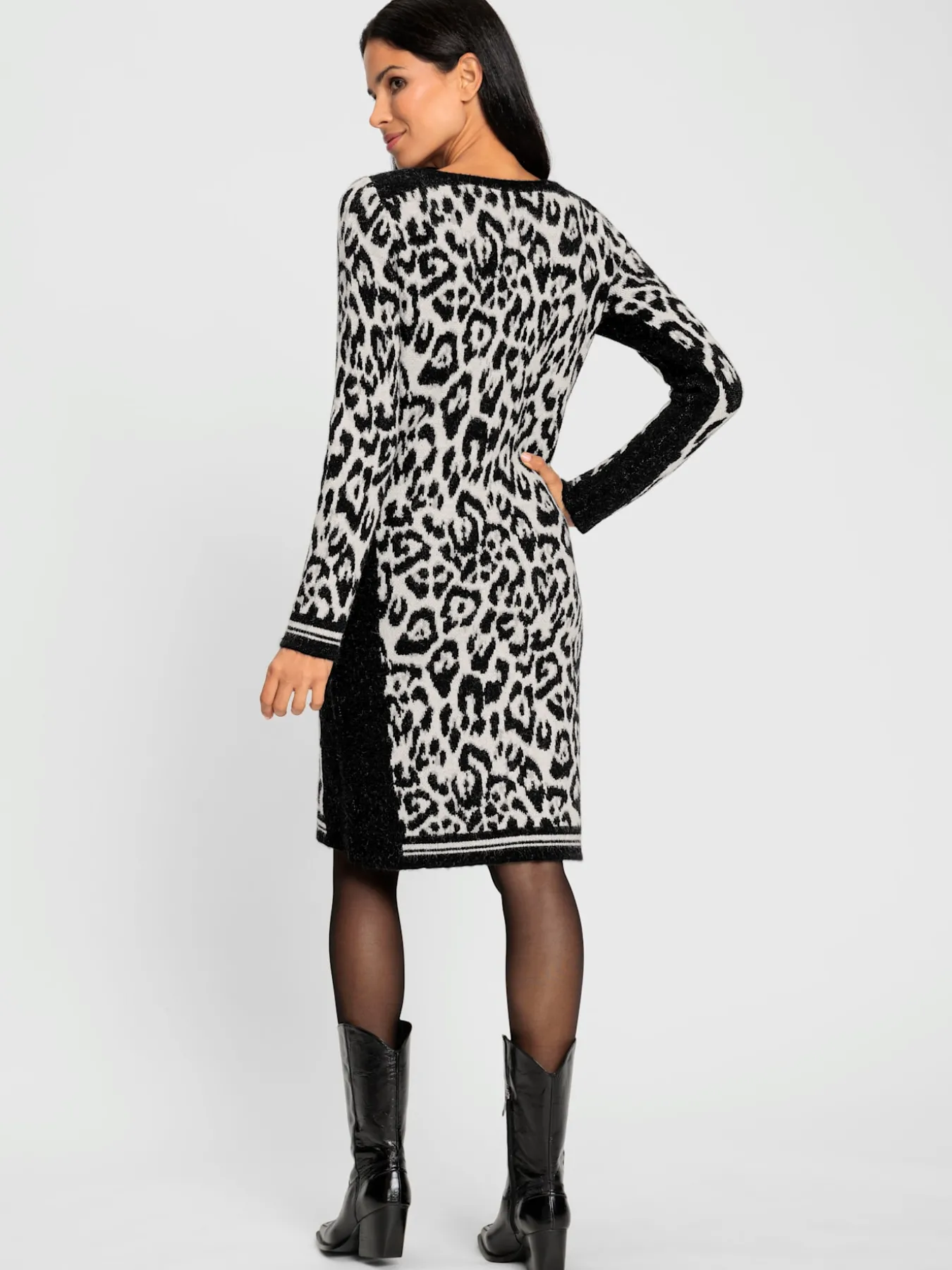 Robe en tricot joli jacquard à l'aspect animal