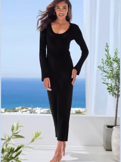 Robe en tricot robe côtelée élégante