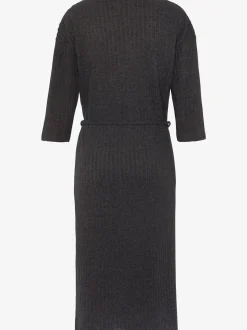 Robe en tricot robe longue côtelée avec encolure en v