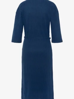 Robe en tricot robe longue côtelée avec encolure en v