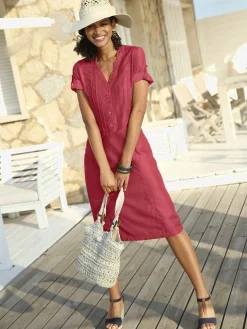 Robe femme col v et 2 poches raglan verticales