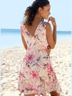 Robe imprimée encolure en v dégagée devant et au dos