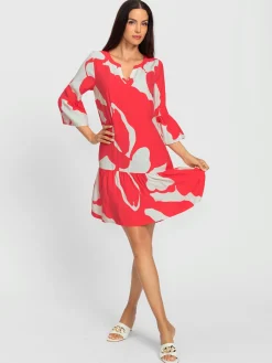Robe imprimée manches trompette 3/4