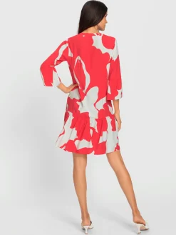 Robe imprimée manches trompette 3/4