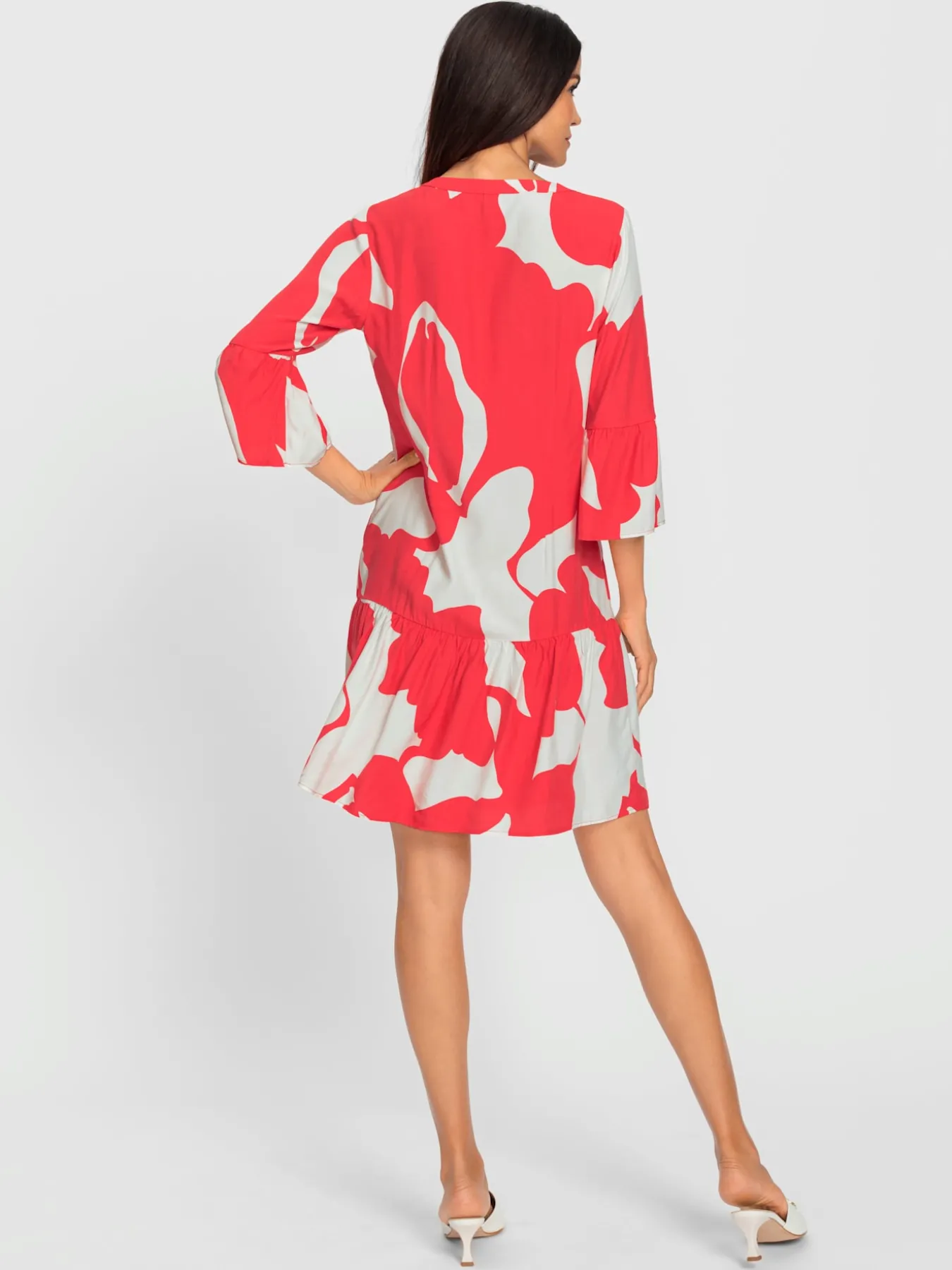 Robe imprimée manches trompette 3/4