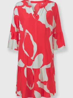Robe imprimée manches trompette 3/4