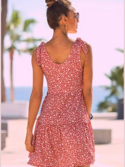 Robe imprimée robe en jersey courte à bretelles larges
