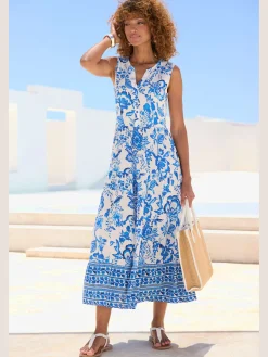 Robe longue avec encolure ronde