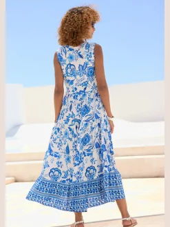 Robe longue avec encolure ronde