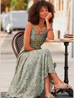 Robe longue belle encolure en v