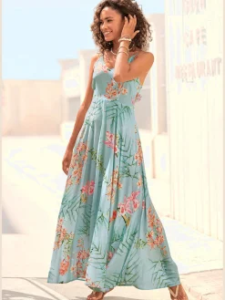 Robe longue belle encolure en v