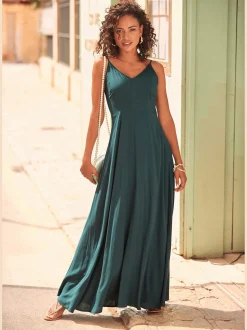Robe longue belle encolure en v