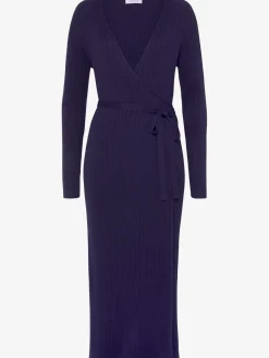Robe longue cache-cœur en tricot