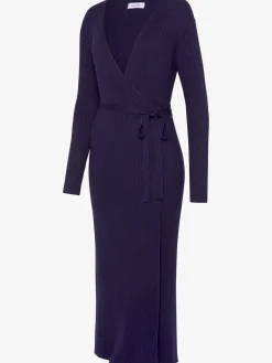 Robe longue cache-cœur en tricot