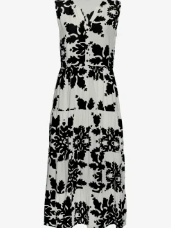 Robe longue col v à bordure