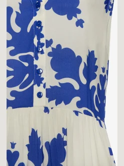 Robe longue col v à bordure