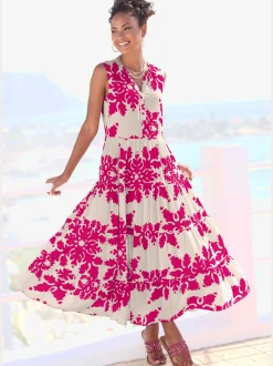 Robe longue col v à bordure