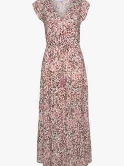 Robe longue col v chevauchant avec bouton-pression
