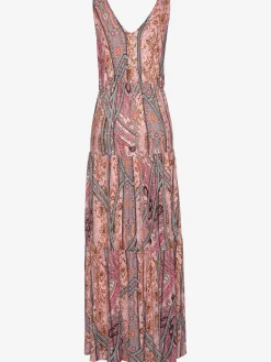 Robe longue col v devant et au dos