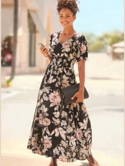 Robe longue col v profond