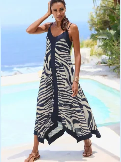 Robe longue col v profond