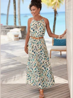 Robe longue encolure américaine
