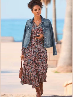 Robe longue encolure en v