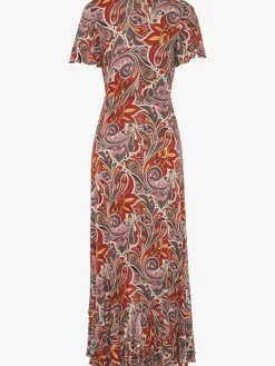 Robe longue encolure en v chevauchante devant