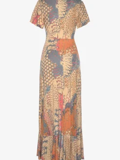 Robe longue encolure en v profonde et manches chauve-souris courtes