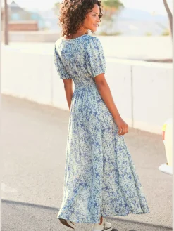 Robe longue encolure en v dégagée