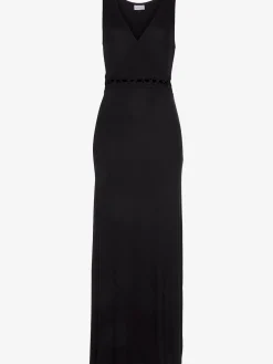 Robe longue encolure en v effet cache-cœur